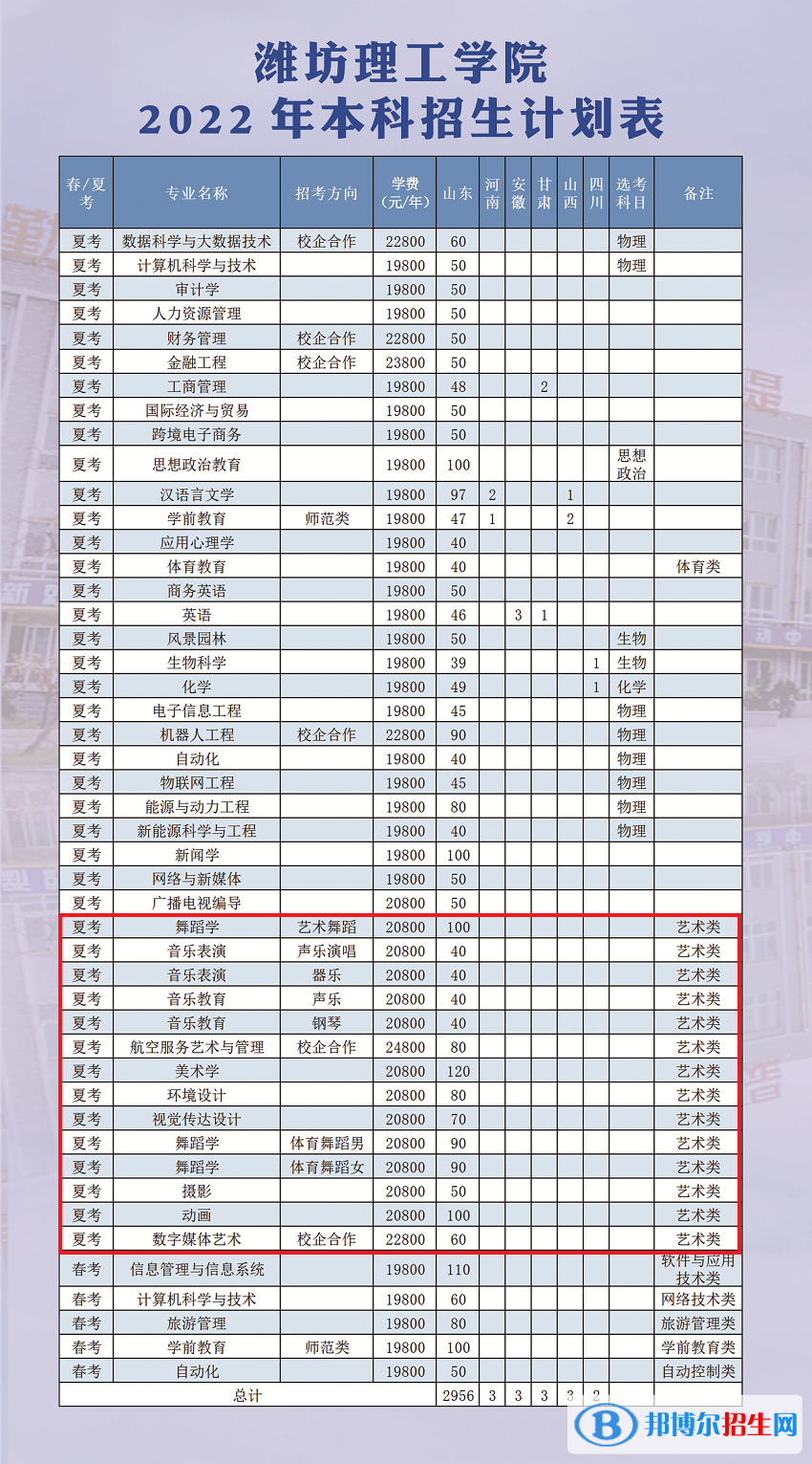 濰坊理工學(xué)院藝術(shù)類(lèi)專(zhuān)業(yè)有哪些？